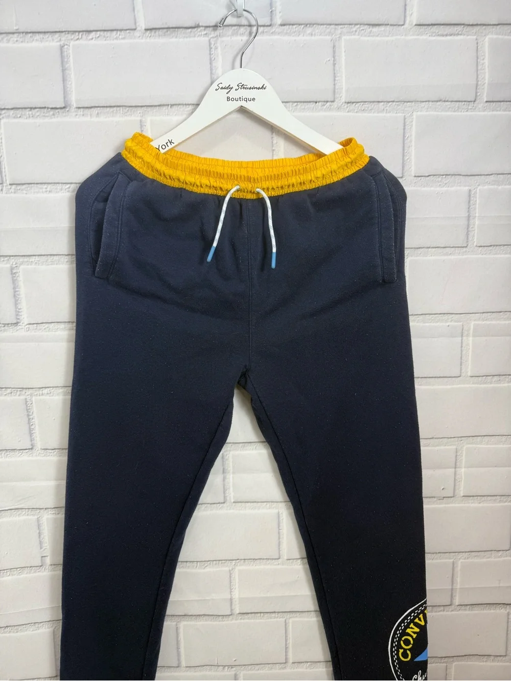 Converse Boys XL 13-15 Navy Blue Fleece Jogger Sweatpants Logo Graphic Pull-On